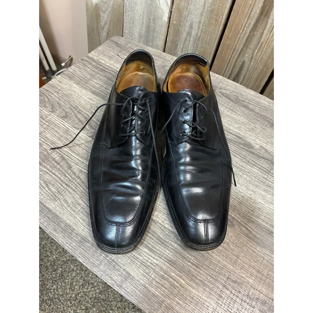 Cole Haan Mens Black Leather Bicycle Toe Derby Dress Shoes C03916 Size 11M